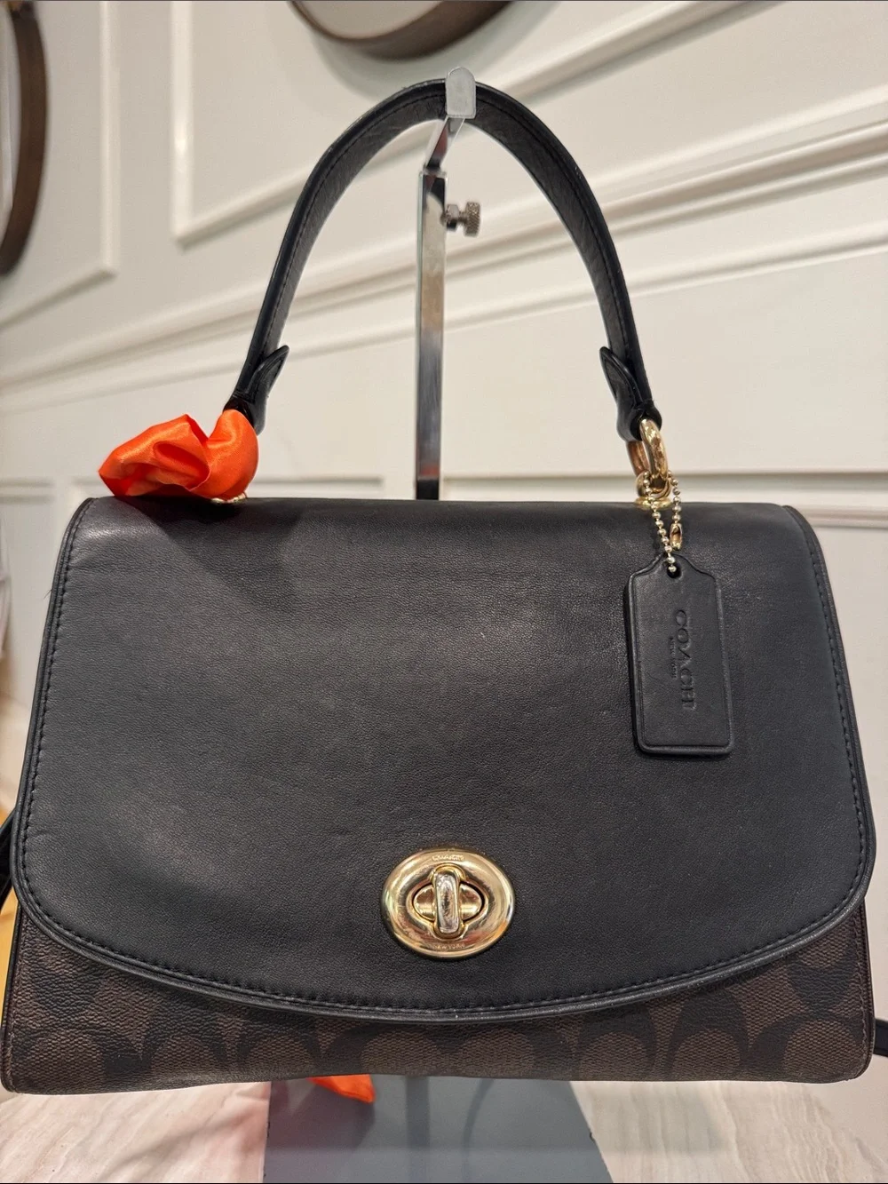 COACH Bag Tilly Signature Black Top-Handle Satchel Crossbody
